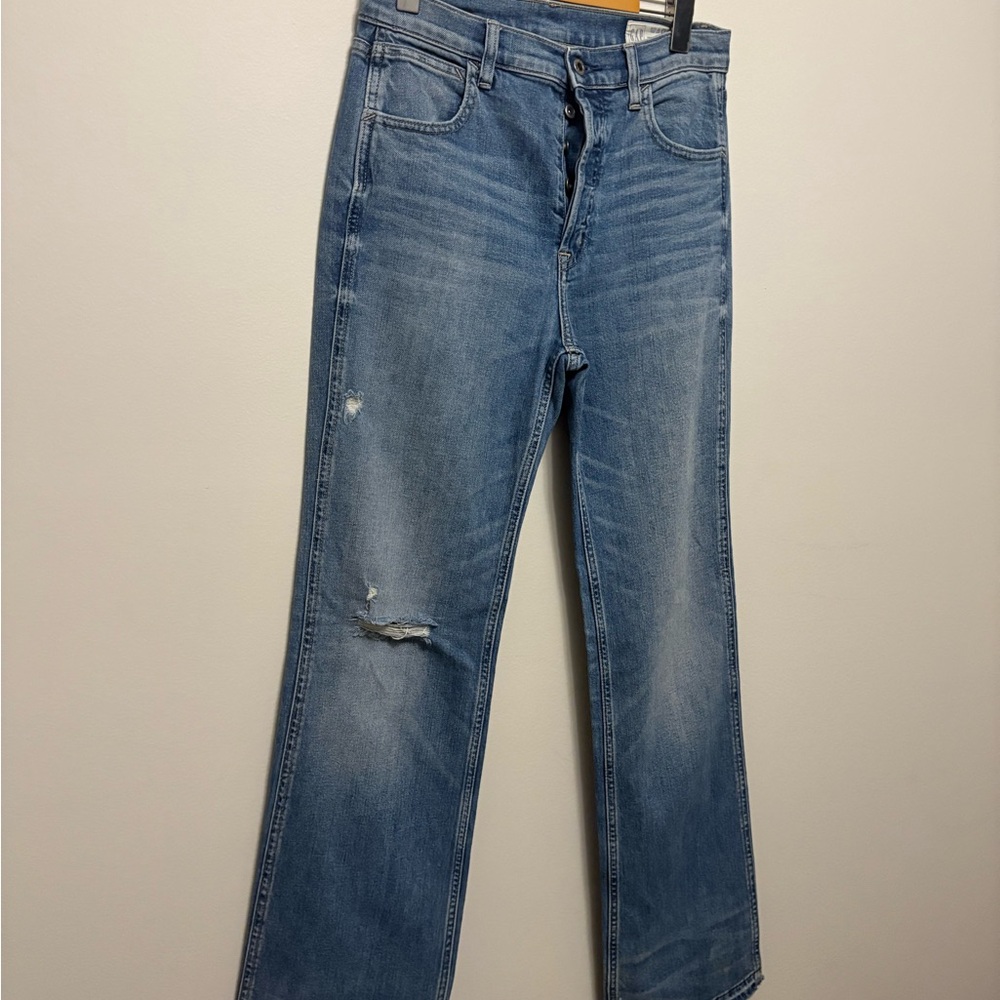 GAP Women's Straight Leg Jeans in Distressed Blue